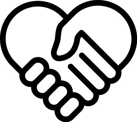 Linear heart-shaped handshake icon as a concept of trusting relationshipのイラスト素材