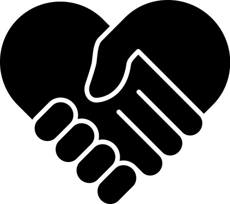 Flat icon of handshake of two hands as a concept of love or togetherのイラスト素材