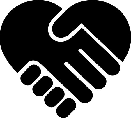 Heart shaped handshake icon as a concept of love and sympathyのイラスト素材