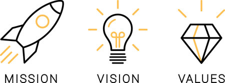 Linear icons of mission, vision and values as a business concept or startup strategyのイラスト素材