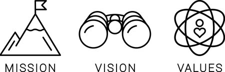 Mission, vision and values linear icons for your design, web page templateのイラスト素材