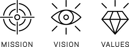 Mission, vision and values icons for web page templateのイラスト素材