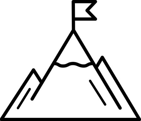Linear icon of mountain with a flag on top as a concept of mission and successのイラスト素材