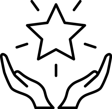 Linear vector icon of a star in the hands as a business values conceptのイラスト素材