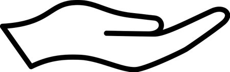 Linear hand palm icon as care or support conceptのイラスト素材