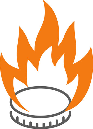 Flat icon of burning gas burnerのイラスト素材
