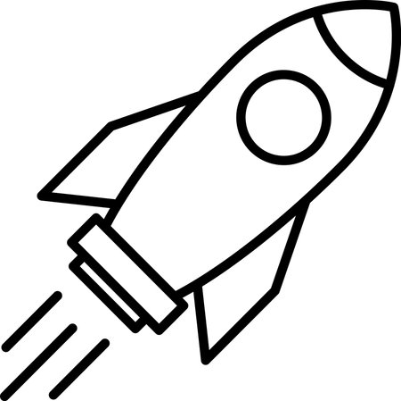 Flying rocket icon as a project launch conceptのイラスト素材