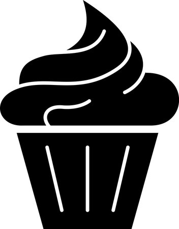 Flat icon of a cupcake as a cafe or restaurant symbol