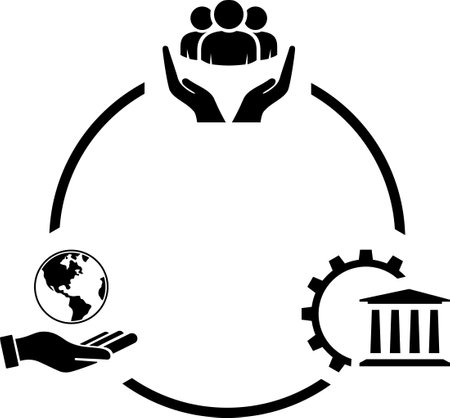 Environmental, Social, and Governance icons as ESG concept of environmental conservation and business sustainabilityのイラスト素材