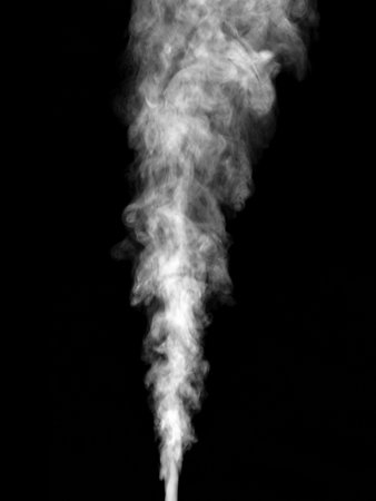 White smoke, steam, puffs isolated on a black backgroundの写真素材