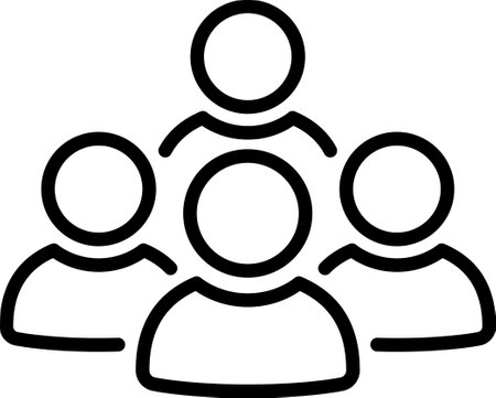 Icon set includes user, person, group, and team icons in a simple linear styleのイラスト素材