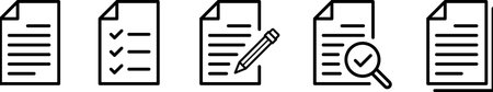 Set of linear icons of checklist as a service document, questionnaire, order or contract symbolのイラスト素材