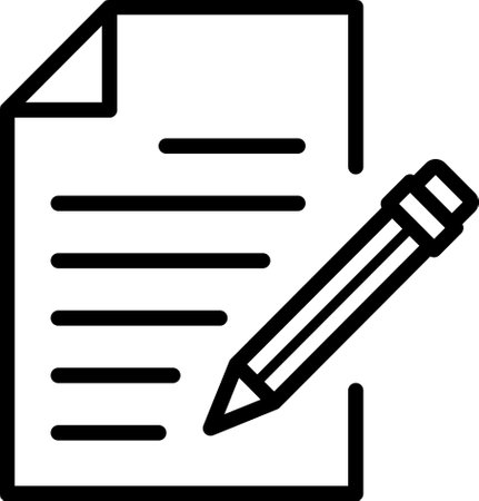 Linear icon of checklist with pencil as a service document, questionnaire or order symbolのイラスト素材