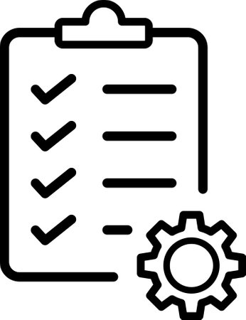 Linear icon of checklist with gear icon as technical support signのイラスト素材