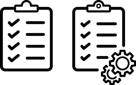 Linear icons of checklist as technical service conceptのイラスト素材