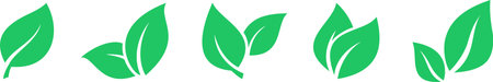 Set of green leaves icons as a symbols of environmental protection strategyのイラスト素材
