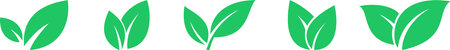 Set of green leaf icons as an ecology and environmental preservation symbolsのイラスト素材