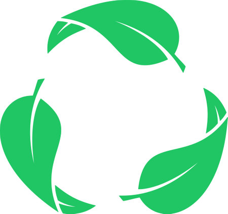 Set of green leaves icons as a symbols of reduce, reuse, recycleのイラスト素材