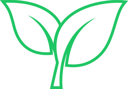 Linear green leaves icon as a symbol of environmental conservation principleのイラスト素材