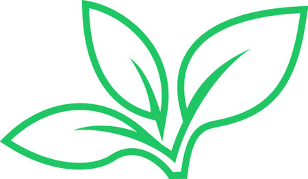 Linear green leaves icon as a nature saving and ecology protectionのイラスト素材