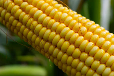 broken corn stalk with a thin stem and large grain.の写真素材