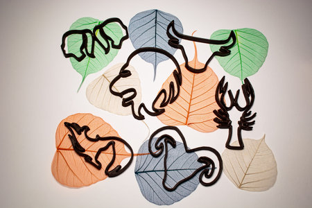 symbols of Leo, Virgo, Gemini, Cancer, Aries and Taurus, printed from chocolate on a 3D printer