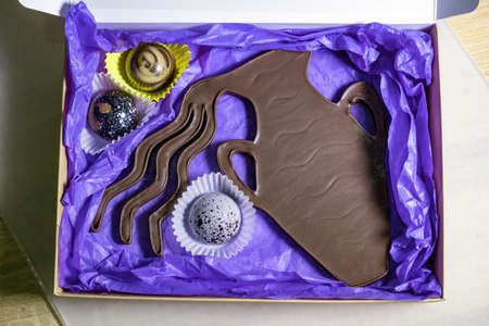 handmade chocolates and sweets in the making.の写真素材