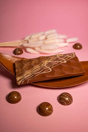 handmade chocolates and sweets in the making.の写真素材