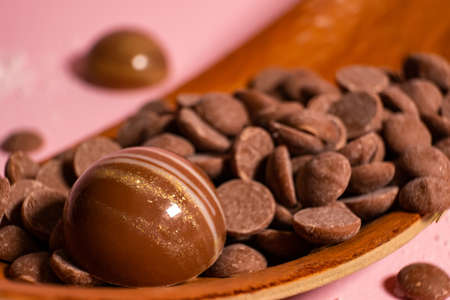 handmade chocolates and sweets in the making.の写真素材