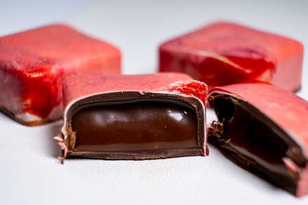 multicolored beautifully decorated handmade candies with fillings.の写真素材