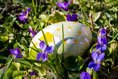 Easter eggs with chocolate with a surprise inside.の写真素材