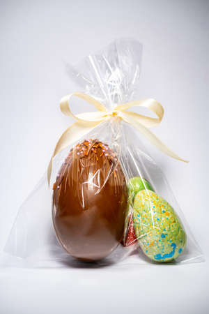 Easter eggs with chocolate with a surprise inside.の写真素材