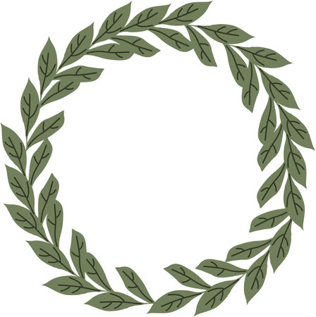 Round frame with twigs. Green round frame with leaves. vector frame.のイラスト素材