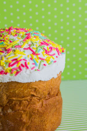 Close-up Easter cake on green background.の写真素材