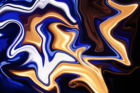 Digital fluid art design, imitation of marble stone or liquids. Golden and navy contrast abstract...