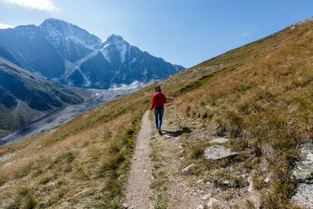 Trekking to Cheget mountain elbrus region Caucasus Russiaのeditorial素材