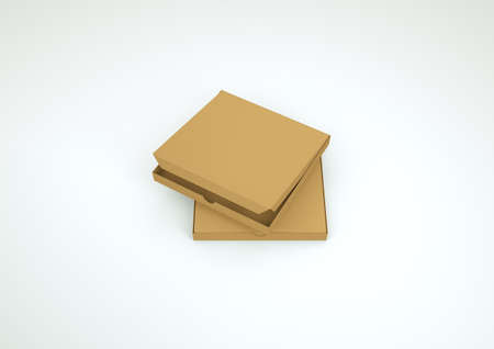 Cardboard pizza boxes 3d renderの写真素材