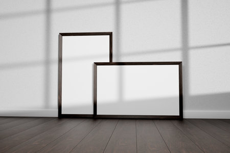Mock up frame close up in home interior background, Boho style, 3d renderの写真素材