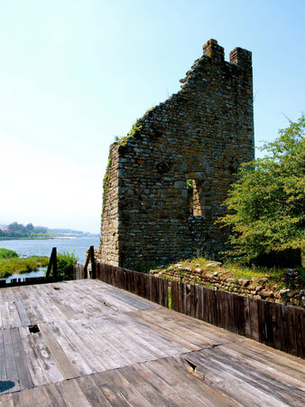 Castle of Catoira in Pontevedra Spainの写真素材