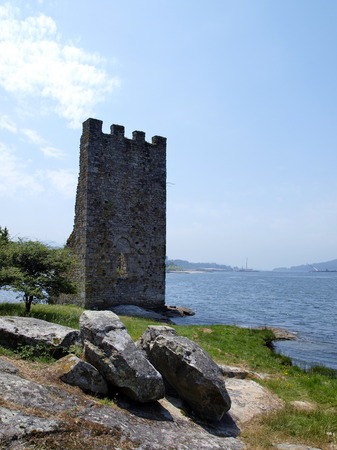 Castle of Catoira in Pontevedra Spainの写真素材