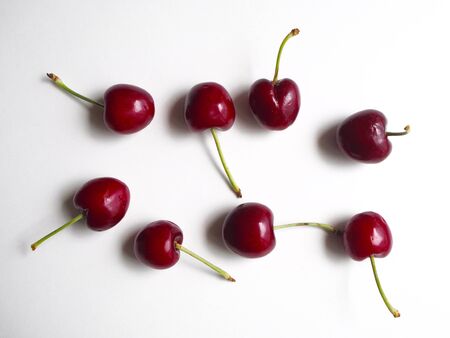 Cherries on white backgroundの写真素材