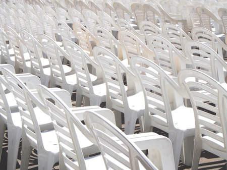 White chairs for a eventの写真素材