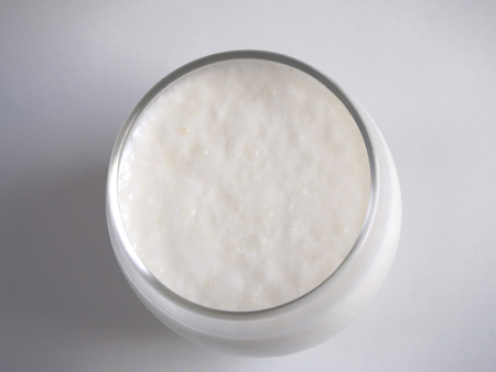 Foreground of yoghurt on white backgroundの写真素材