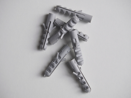 Grey nylon plug on white backgroundの写真素材