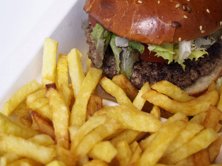 Hamburger with friesの写真素材