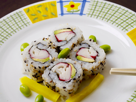 Sushi roll in a plateの写真素材