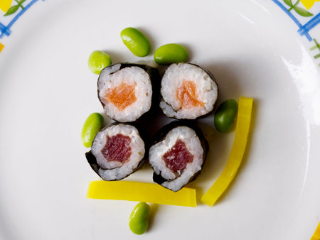 Sushi roll in a plateの写真素材