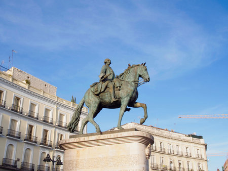 Equestrian statue of Carlos IIIの写真素材