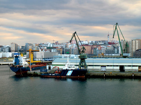 Industrial harbor in Corunaの写真素材