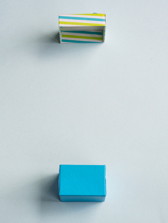 Open gift box on blueの写真素材